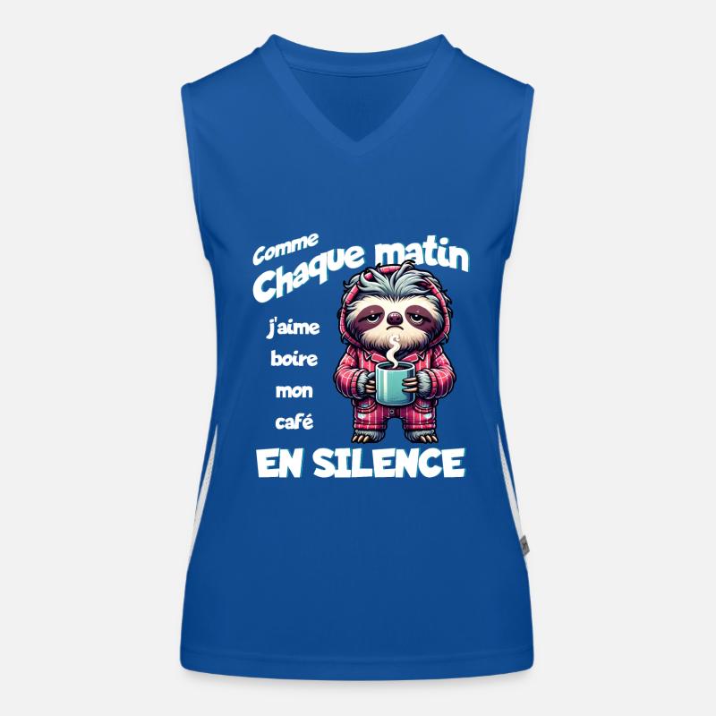 Comme chaque matin j'aime boire mon café... Débardeur respirant contrasté Femme