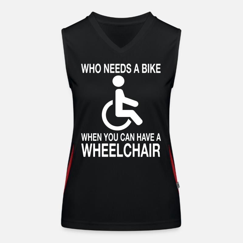 Rollstuhl Rollstuhlfahrer Behinderung Humor Funktionelles Kontrast-Tank Top für Frauen
