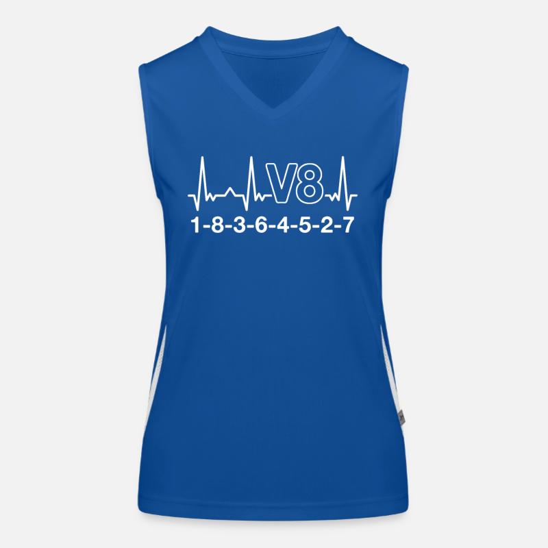 V8 Engine 8 Cylinder Displacement Car Tuning Tuner Women's Functional Contrast Tank Top
