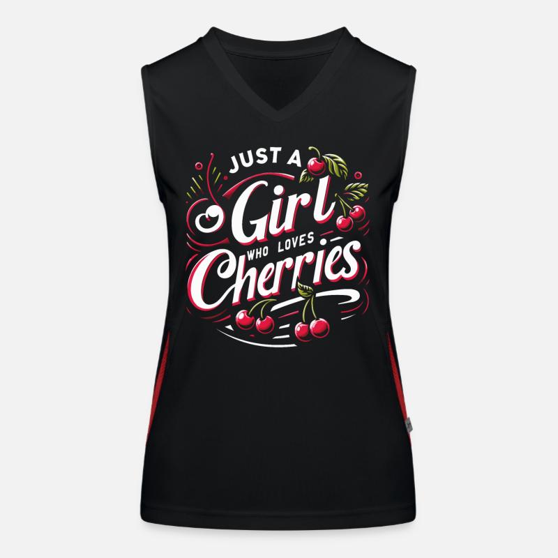 Kirsche Kirschen Früchte Essen Funktionelles Kontrast-Tank Top für Frauen