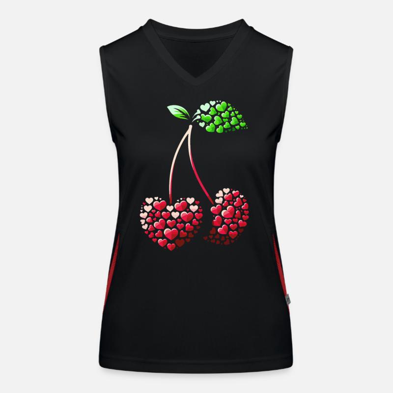 Kirsche Kirschen Früchte Essen Funktionelles Kontrast-Tank Top für Frauen