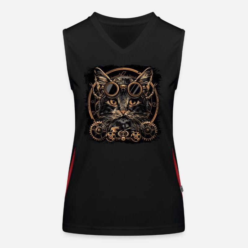 Steampunk Cat Women's Functional Contrast Tank Top