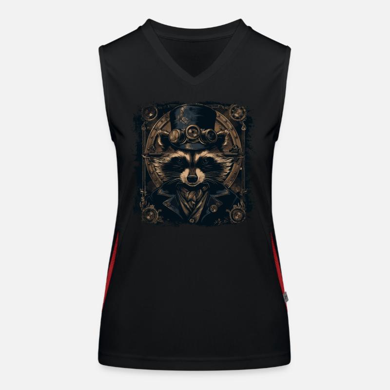 Cooler Steampunk Waschbär Funktionelles Kontrast-Tank Top für Frauen