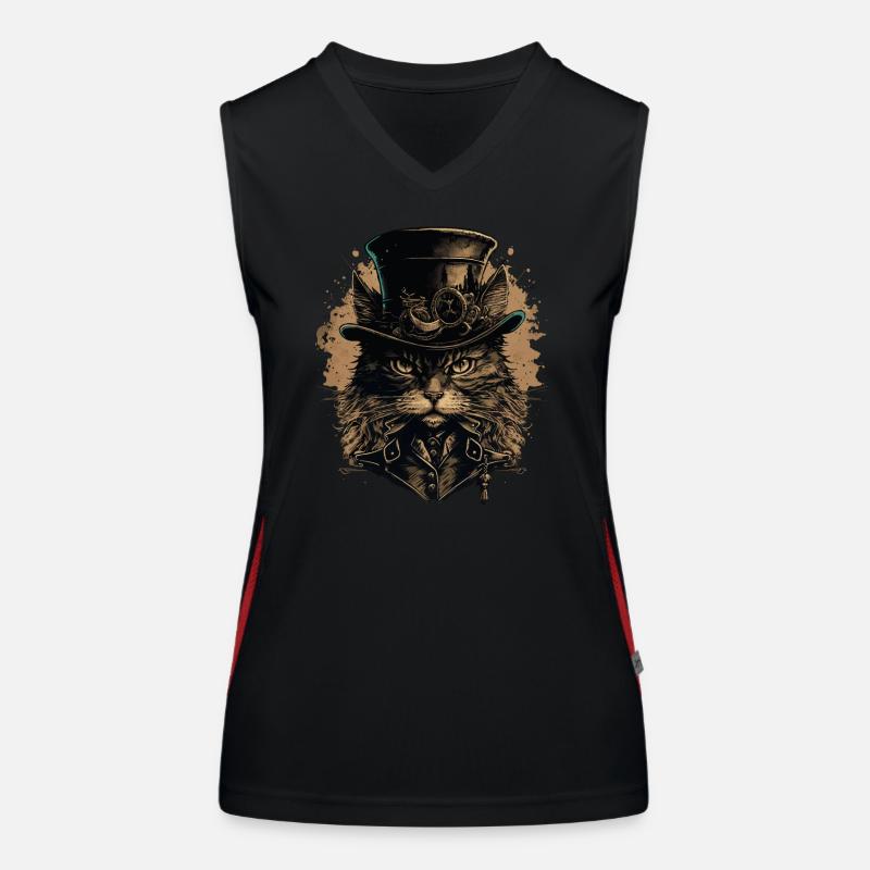 Steampunk Cat Women's Functional Contrast Tank Top