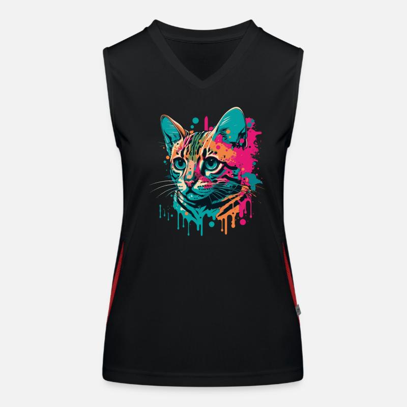 Coole Katze Funktionelles Kontrast-Tank Top für Frauen
