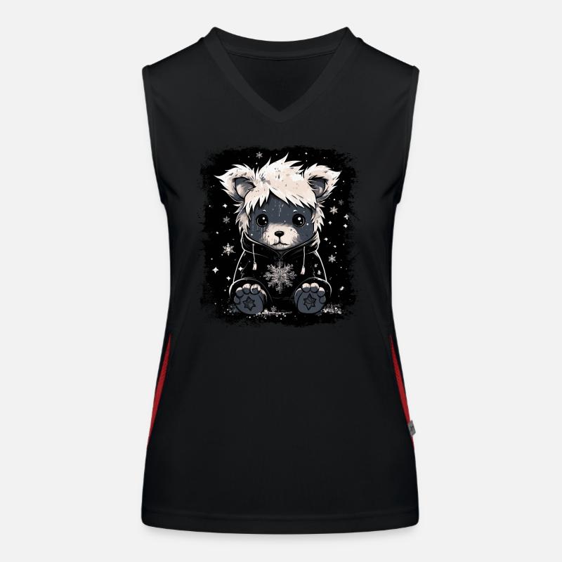 Cute Emo Teddy Bear Women's Functional Contrast Tank Top