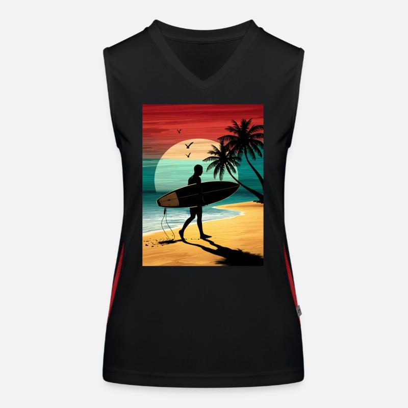 Surf Surfer Planche de surf Surfer Plage Débardeur respirant contrasté Femme