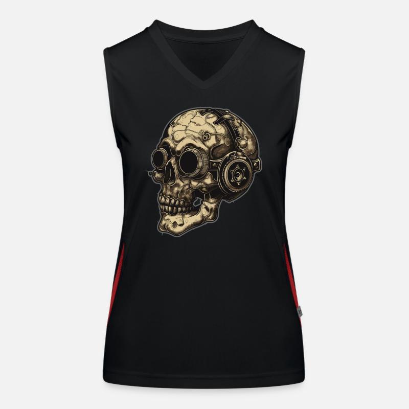 Dieselpunk Zombie Skull Women's Functional Contrast Tank Top