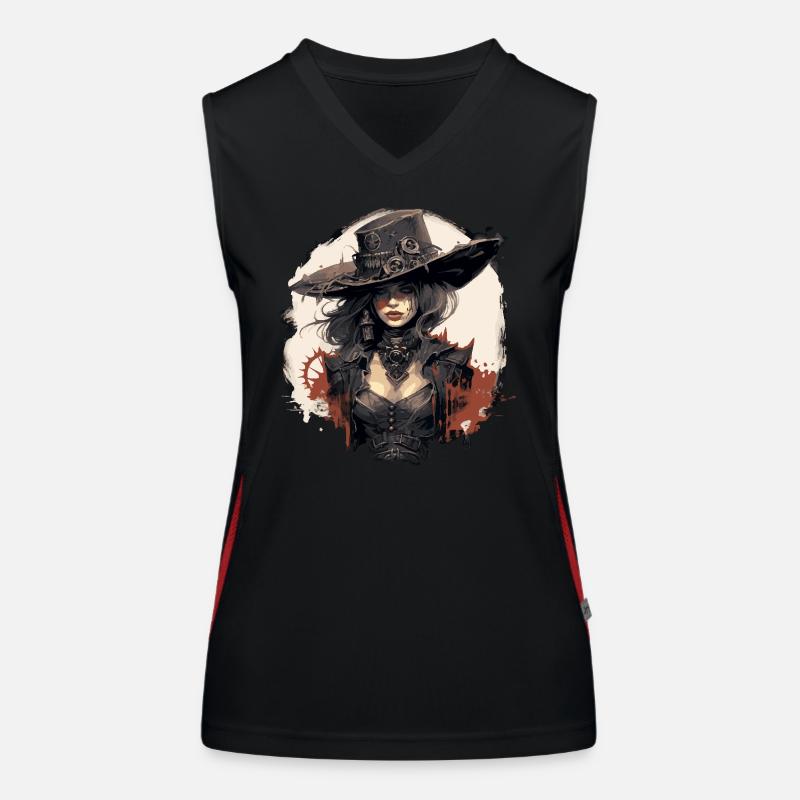Emo Cowboy Steampunk Mädchen Funktionelles Kontrast-Tank Top für Frauen