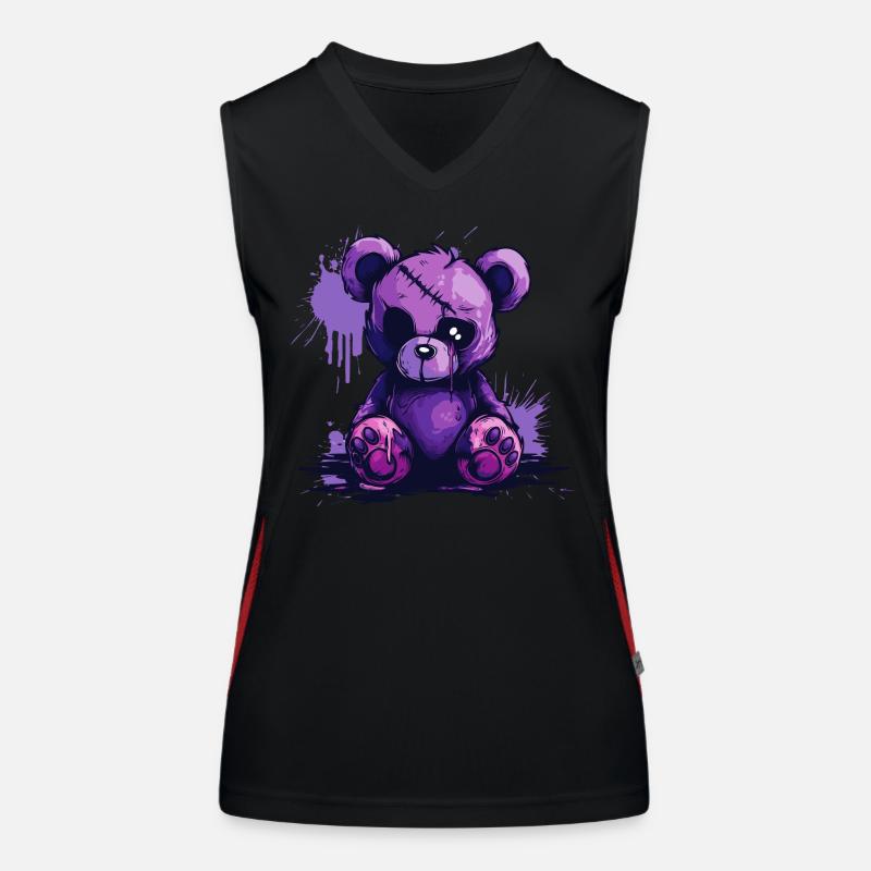 Cute Creepy Teddy Bear Women's Functional Contrast Tank Top