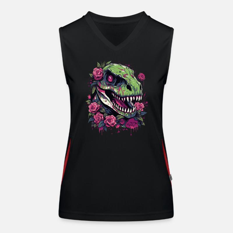 T-Rex Dino et fleurs Débardeur respirant contrasté Femme