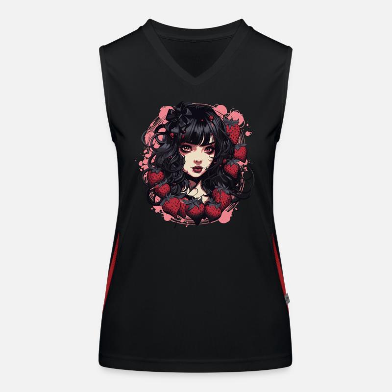 Emo Gothic Erdbeeren Mädchen Funktionelles Kontrast-Tank Top für Frauen