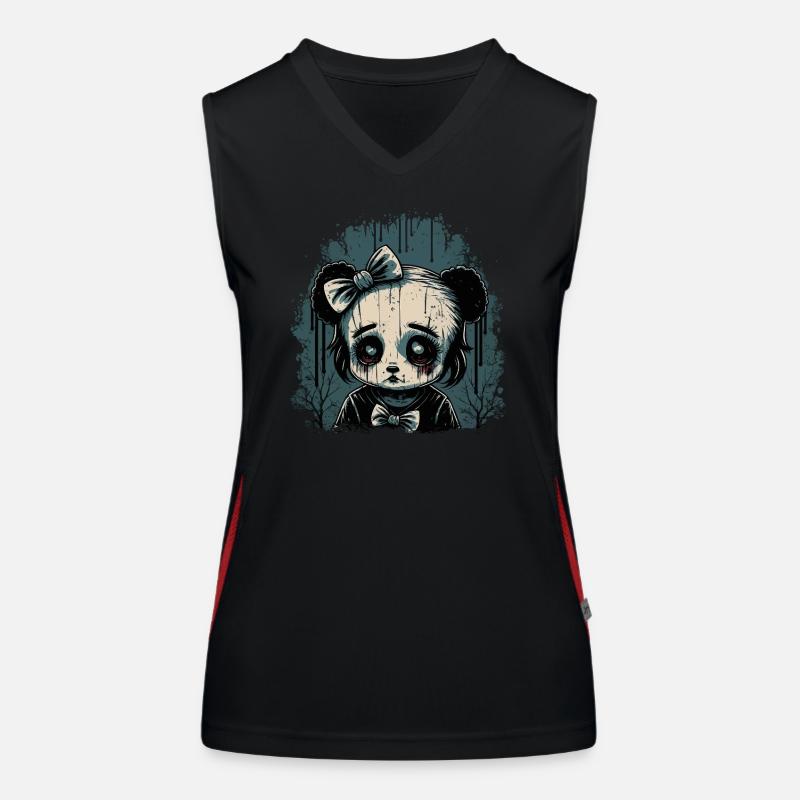 Trauriges Gothic Panda Mädchen Funktionelles Kontrast-Tank Top für Frauen