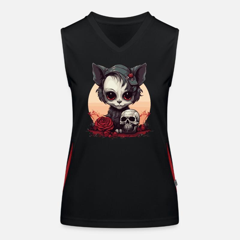 Mignon Chaton Gothique Emo Débardeur respirant contrasté Femme