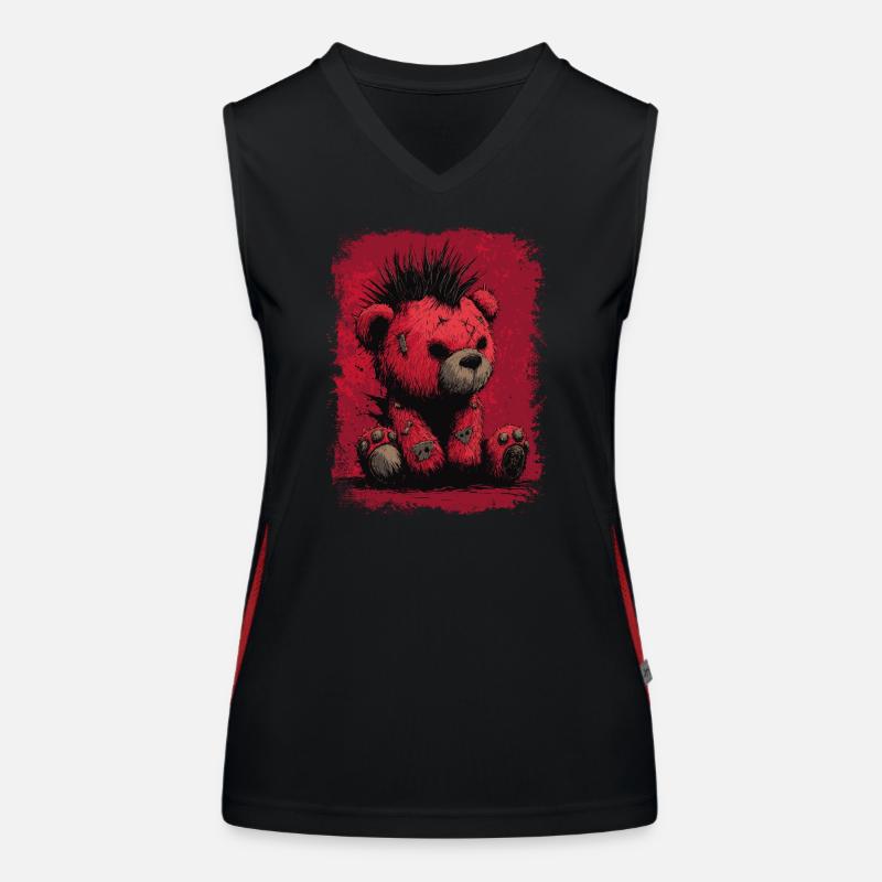 Cute Punk Teddy Bear Women's Functional Contrast Tank Top