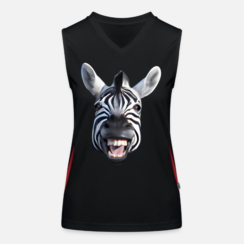 Breit grinsendes Zebra Funktionelles Kontrast-Tank Top für Frauen