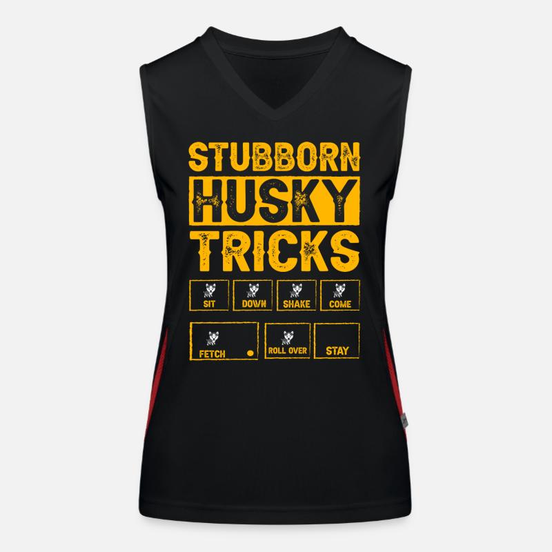 Stubborn Husky Tricks Funktionelles Kontrast-Tank Top für Frauen