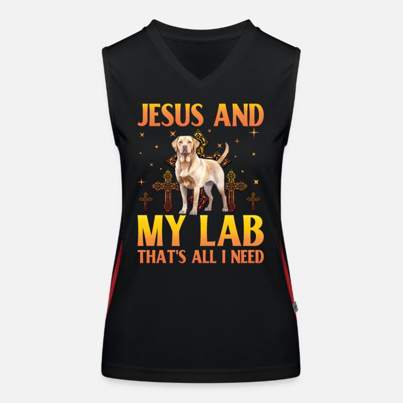Jesus and my Labrador that's all I need Funktionelles Kontrast-Tank Top für Frauen