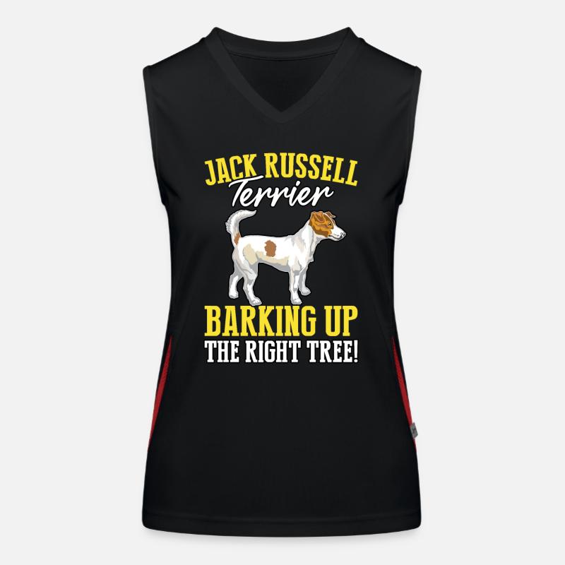 Jack Russell Terrier barking up the right tree Funktionelles Kontrast-Tank Top für Frauen