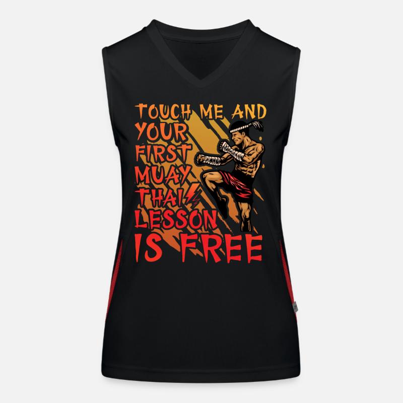 Touch me and your first Muay Thai lesson is free Women's Functional Contrast Tank Top