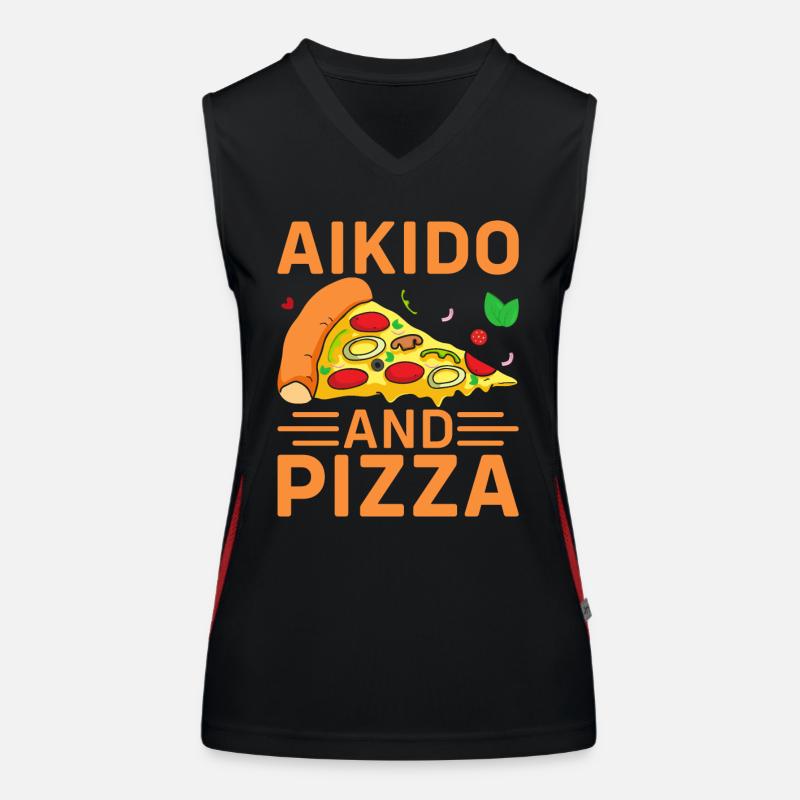 Aïkido et pizza Débardeur respirant contrasté Femme