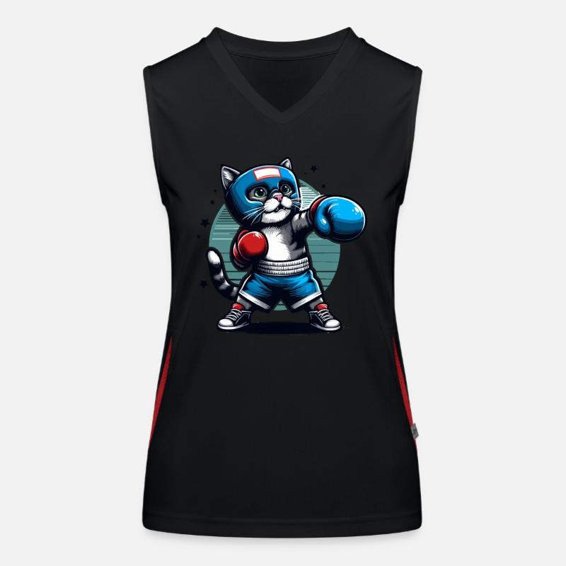Boxende Katze Funktionelles Kontrast-Tank Top für Frauen