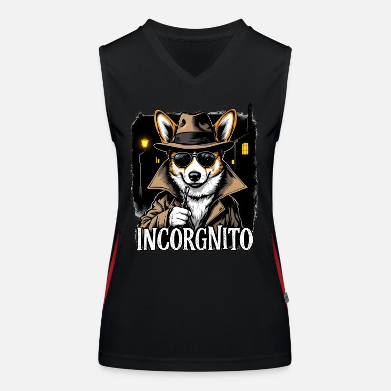 Incorgnito – Funny Corgi Pun Women's Functional Contrast Tank Top