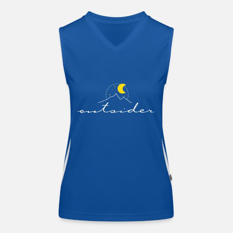 Outsider – minimalist design mountains moon boho Women's Functional Contrast Tank Top