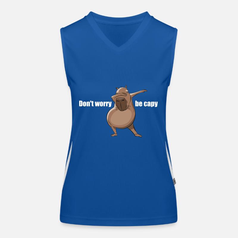 Don't worry be Capy - Capybara dabbing Funktionelles Kontrast-Tank Top für Frauen