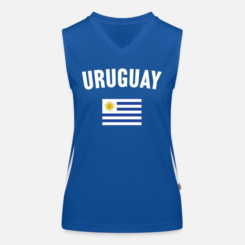 Uruguay Flagge Funktionelles Kontrast-Tank Top für Frauen
