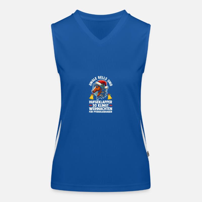 Weihnachtsmann Weihnachten Reiten Reiterin Pferde Funktionelles Kontrast-Tank Top für Frauen