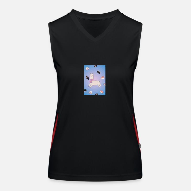 Alpaka mit Sushi Funktionelles Kontrast-Tank Top für Frauen