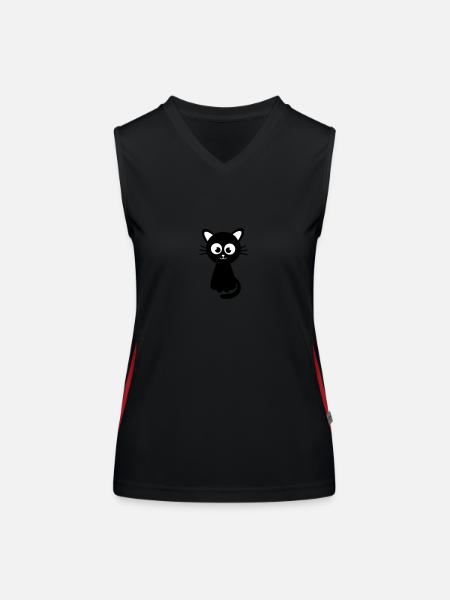 Funny sweet cat - Funktionelles Kontrast-Tank Top für Frauen - Schwarz/Rot - Vorne