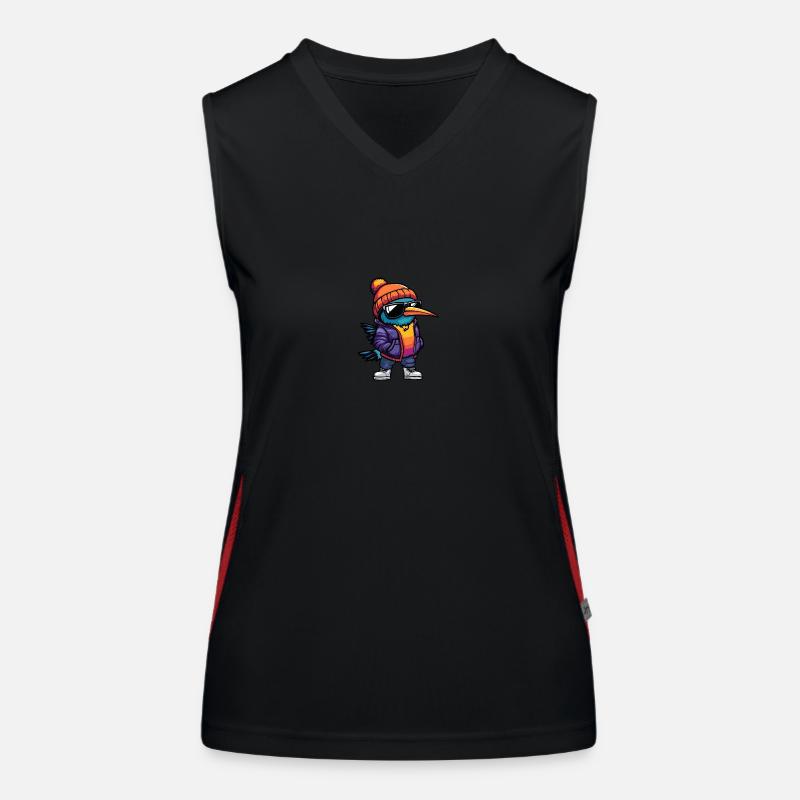 Hummingbird Bird Winter Comic Women's Functional Contrast Tank Top