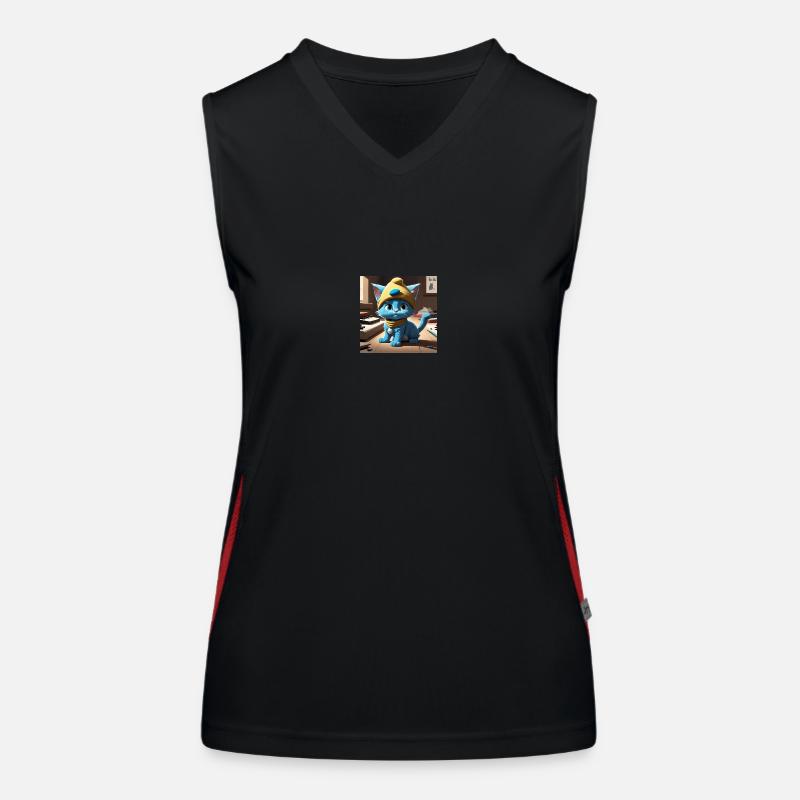 Blaue Katze Funktionelles Kontrast-Tank Top für Frauen