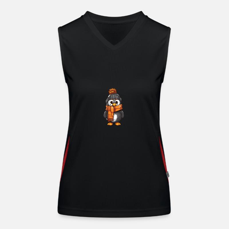 Pinguin Winter Comic Funktionelles Kontrast-Tank Top für Frauen