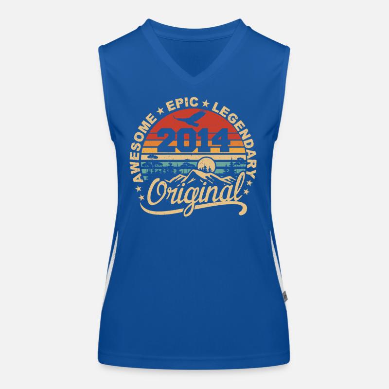 Original 2014 Retro 2014 Geburtstagsgeschenk Funktionelles Kontrast-Tank Top für Frauen