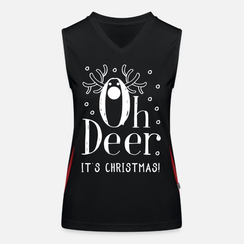 Oh Deer It s Chritsmas - Reindeer Christmas Women's Functional Contrast Tank Top