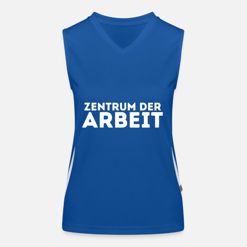Zentrum der Arbeit Spruch Arbeitsplatz Chef Profi Funktionelles Kontrast-Tank Top für Frauen