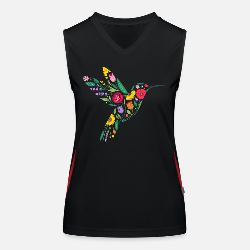 Graphisme Colibri Fleurs Débardeur respirant contrasté Femme