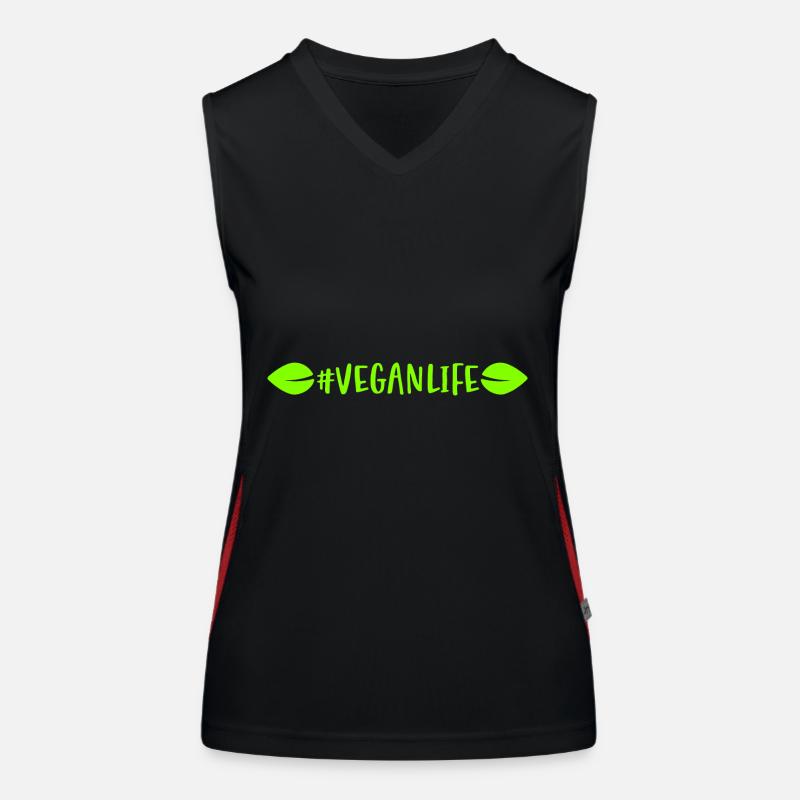 Hashtag Veganlife mit Blätter ein veganes Leben Funktionelles Kontrast-Tank Top für Frauen