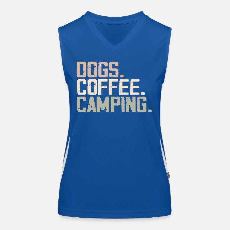 Dogs Coffee Camping Funny Campers Débardeur respirant contrasté Femme