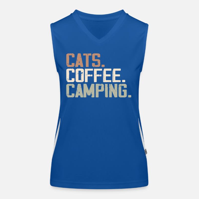 Retro Cats Coffee Camping Funny Campers Women's Functional Contrast Tank Top