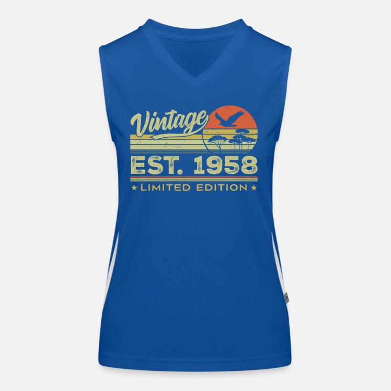 Vintage 1958 Awesome Since 1958 Gift 1958 Retro Women's Functional Contrast Tank Top
