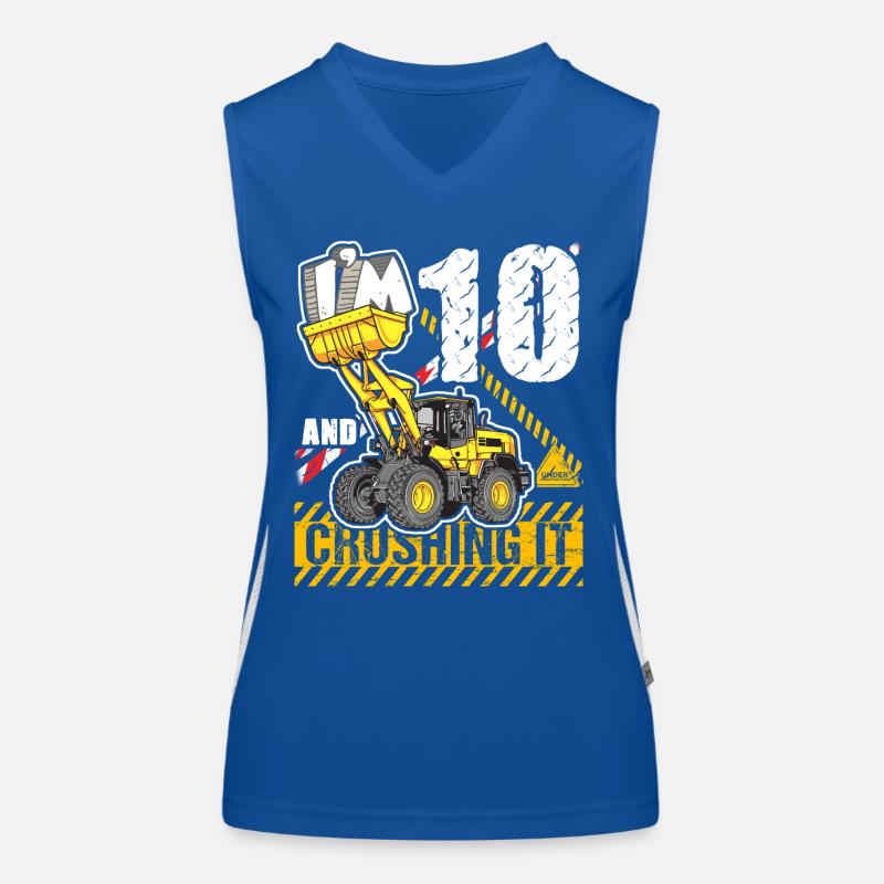 Ich bin 10 & zerquetsche es 10. Geburtstag Jungen Bagger Funktionelles Kontrast-Tank Top für Frauen