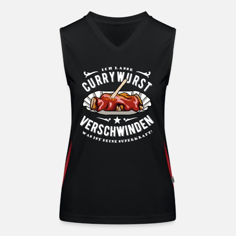Ich lasse Currywurst verschwinden - Essen- Spruch Funktionelles Kontrast-Tank Top für Frauen