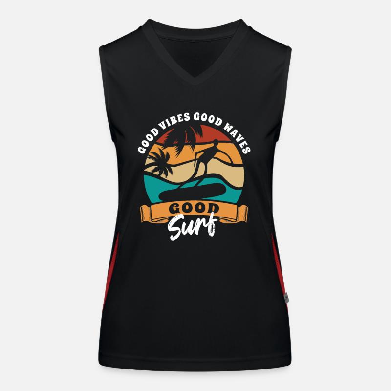 Good vibes good waves good surf - surfer gift Funktionelles Kontrast-Tank Top für Frauen