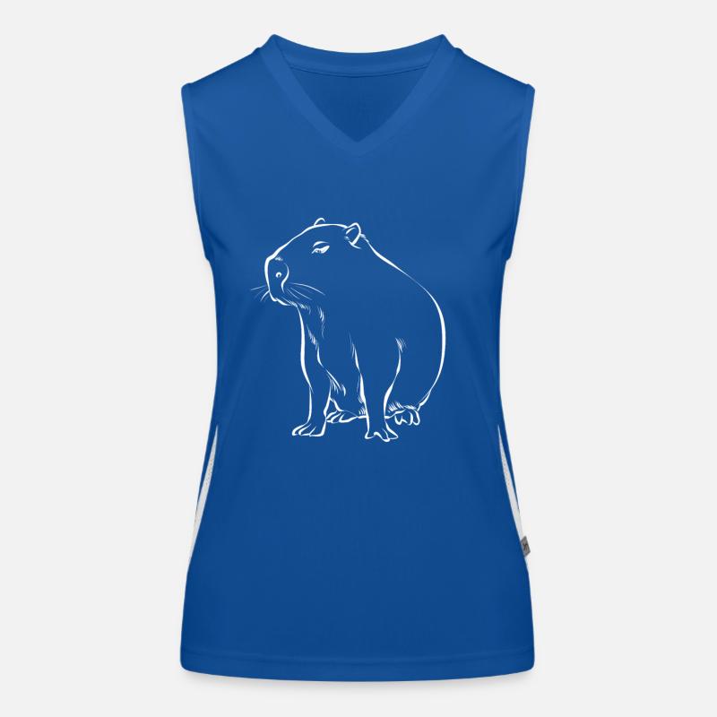 Cute capybara sitting drawing Women's Functional Contrast Tank Top