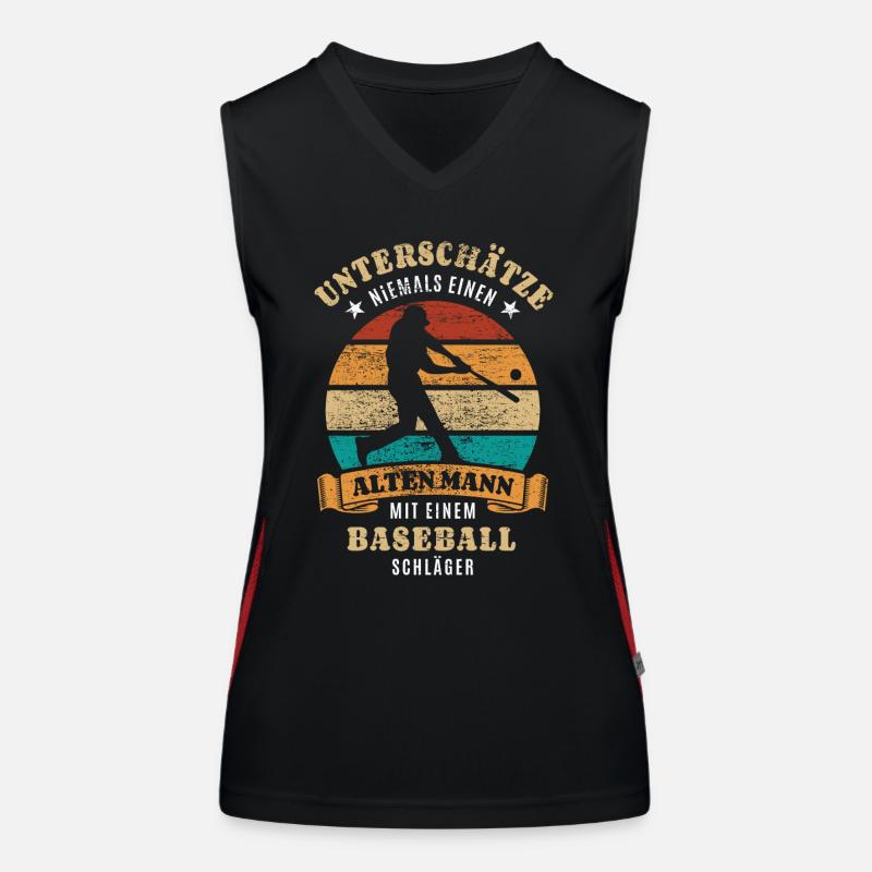 Unterschätze nie einen alten Mann - Baseball Funktionelles Kontrast-Tank Top für Frauen
