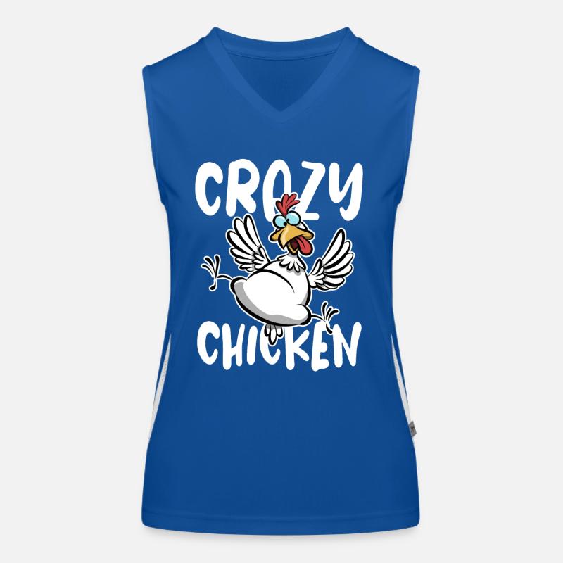 Crazy Chicken, Funny Chicken Cartoon Women's Functional Contrast Tank Top